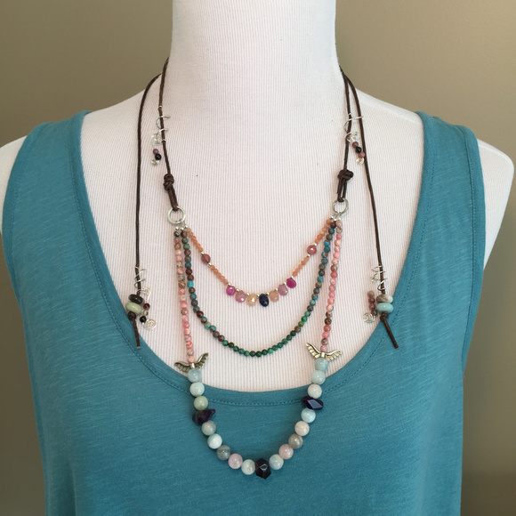 Beryl Amethyst Pink Sapphire Natural Boho Necklace - Picture 8 of 8